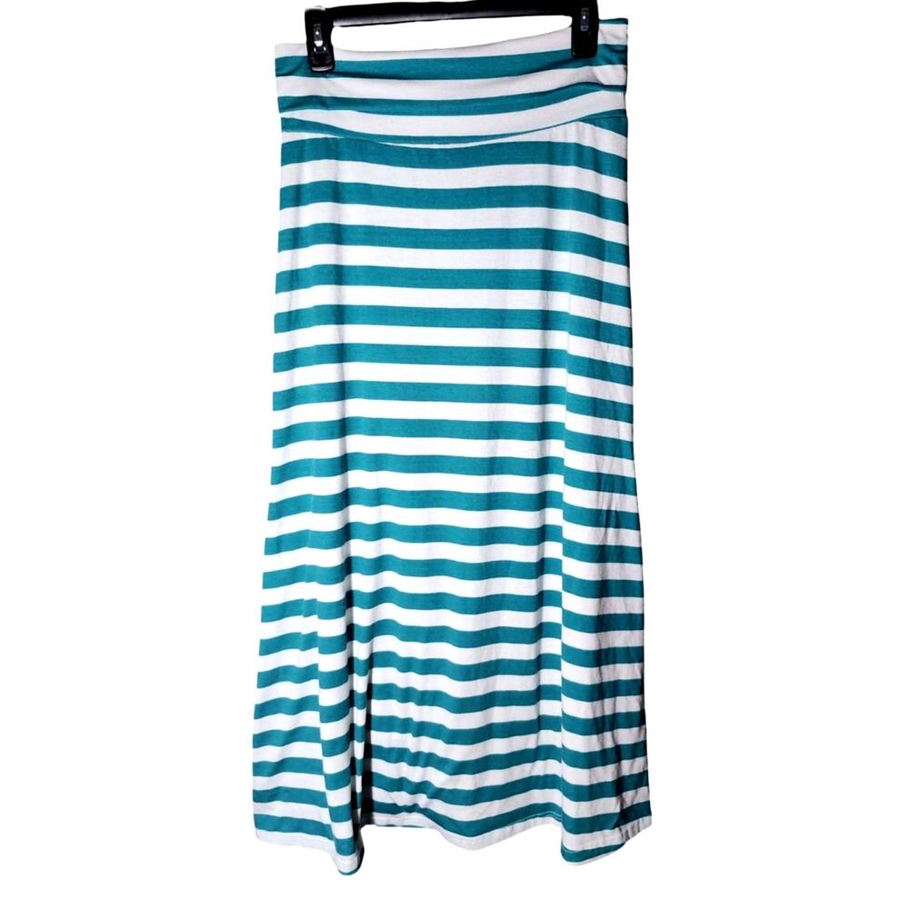 Supernova Teal Turquoise White Striped Maxi Skirt